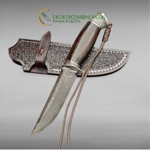 ГЕРЦОГ авторський ніж ручної роботи майстра Fomenko Knifes, сталь - мозаїчний дамаск, 58-59 HRC